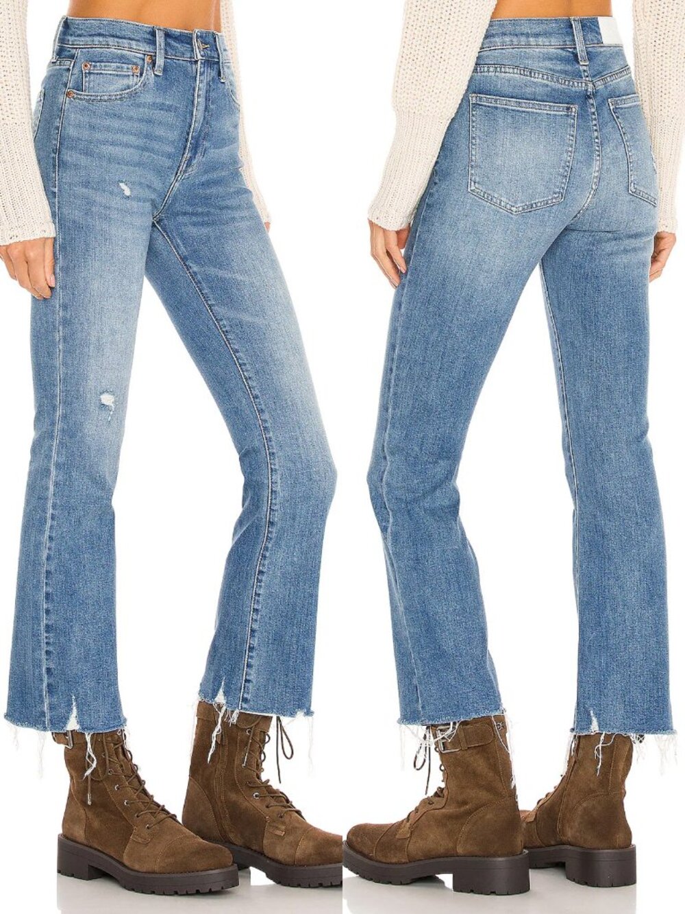 PISTOLA Lennon High Rise Cropped Boot Jeans 28 Zuma Wash Raw Fray Hem Denim $168